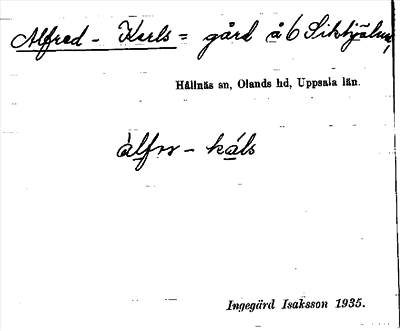 Bild på arkivkortet för arkivposten Alfred-Karls
