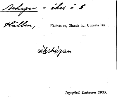 Bild på arkivkortet för arkivposten Axhagen
