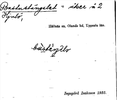 Bild på arkivkortet för arkivposten Bastustängslet
