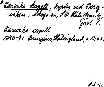 Bild på arkivkortet för arkivposten *Berviks kapell