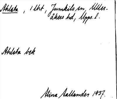 Bild på arkivkortet för arkivposten Ahlsta