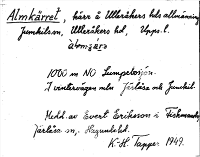 Bild på arkivkortet för arkivposten Almkärret