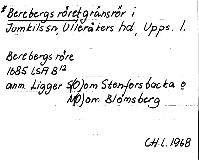 Bild på arkivkortet för arkivposten *Berebergs röret
