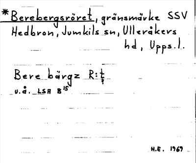 Bild på arkivkortet för arkivposten *Berebergsröret