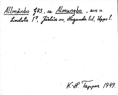 Bild på arkivkortet för arkivposten Allmänbo, se Almungbo