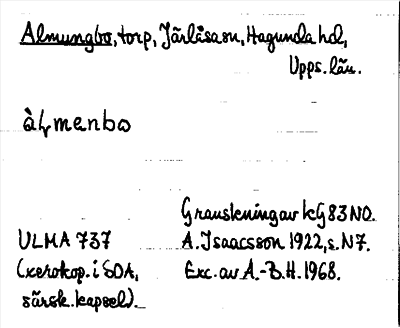 Bild på arkivkortet för arkivposten Almungbo