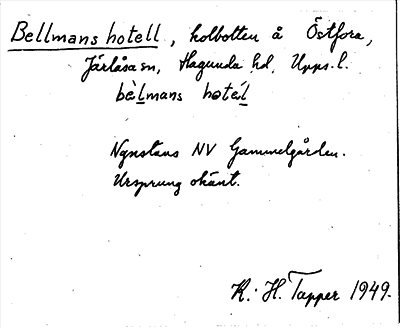 Bild på arkivkortet för arkivposten Bellmans hotell
