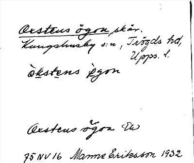 Bild på arkivkortet för arkivposten Öxstens ögon