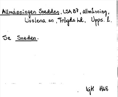 Bild på arkivkortet för arkivposten Allmänningen Snedden, se Sneden