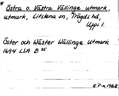 Bild på arkivkortet för arkivposten *Östra o. Västra Vällinge utmark