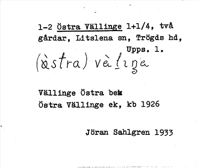 Bild på arkivkortet för arkivposten Östra Vällinge