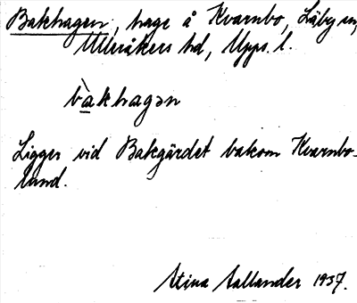 Bild på arkivkortet för arkivposten Bakhagen