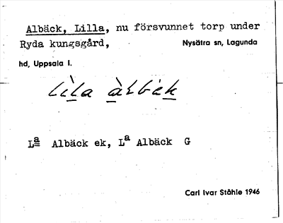 Bild på arkivkortet för arkivposten Albäck, Lilla