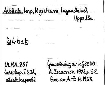 Bild på arkivkortet för arkivposten Albäck