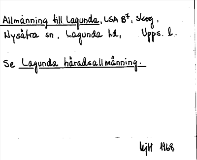 Bild på arkivkortet för arkivposten Allmänning till Lagunda