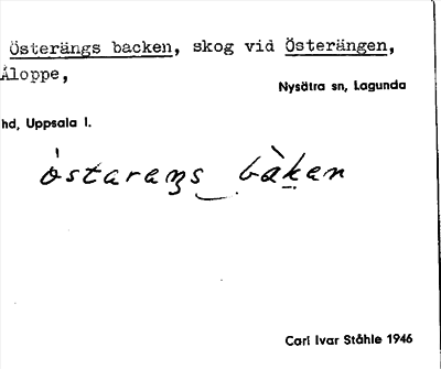 Bild på arkivkortet för arkivposten Österängs backen