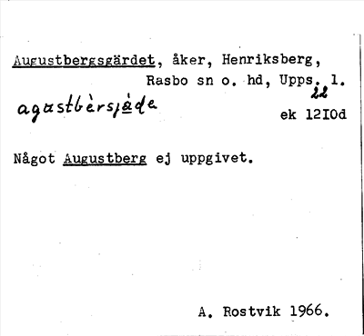 Bild på arkivkortet för arkivposten Augustbergsgärdet