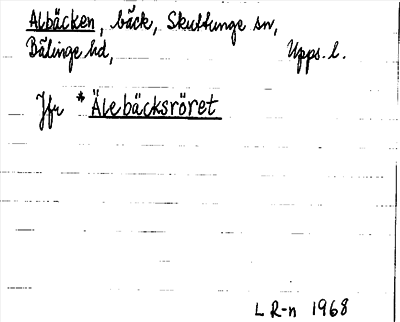 Bild på arkivkortet för arkivposten Albäcken, jfr *Älebäcksröret