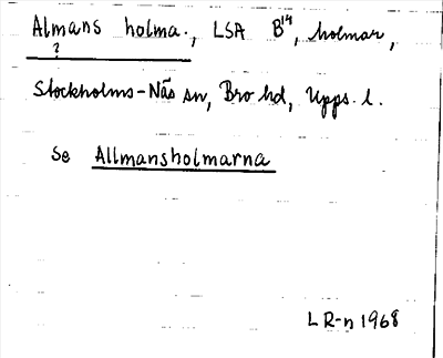Bild på arkivkortet för arkivposten Almans holma, se Allmansholmarna