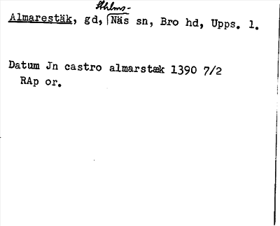 Bild på arkivkortet för arkivposten Almarestäk
