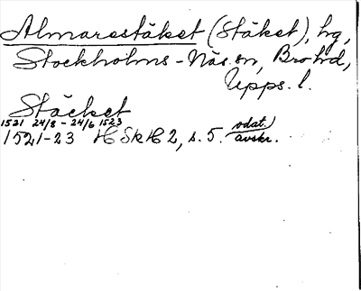 Bild på arkivkortet för arkivposten Almarestäket (Stäket)