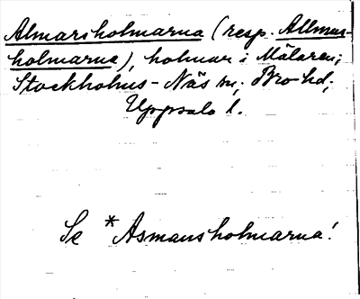 Bild på arkivkortet för arkivposten Almarsholmarna, se *Allmansholmarna