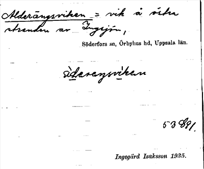 Bild på arkivkortet för arkivposten Alderängsviken
