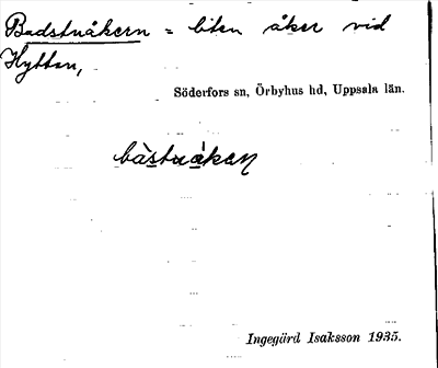 Bild på arkivkortet för arkivposten Badstuåkern