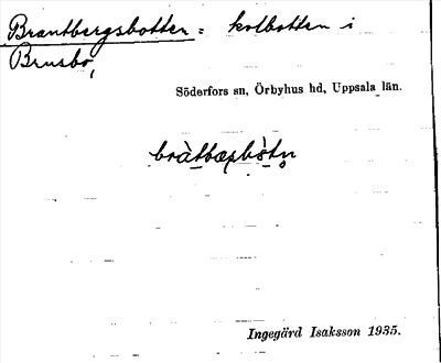 Bild på arkivkortet för arkivposten Brantbergsbotten