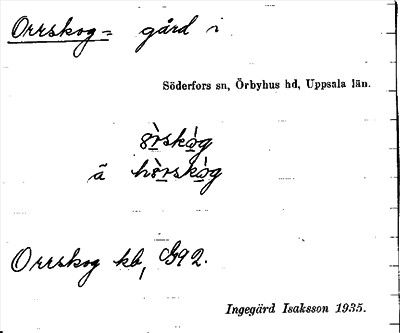 Bild på arkivkortet för arkivposten Orrskog
