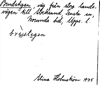Bild på arkivkortet för arkivposten Brudstigen