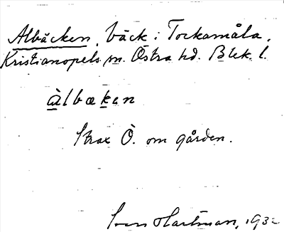 Bild på arkivkortet för arkivposten Albäcken