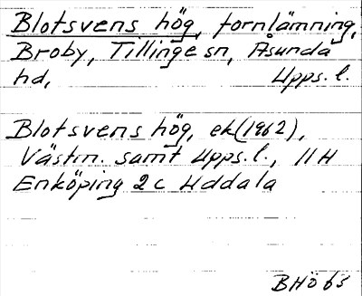 Bild på arkivkortet för arkivposten Blotsvens hög