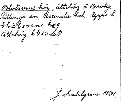Bild på arkivkortet för arkivposten Blotsvens hög