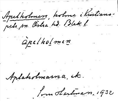 Bild på arkivkortet för arkivposten Apelholmen