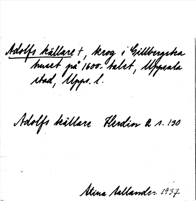 Bild på arkivkortet för arkivposten Adolf källare