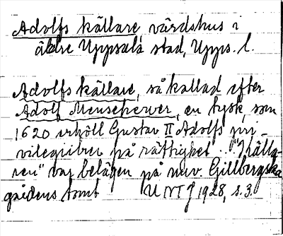 Bild på arkivkortet för arkivposten Adolfs källare