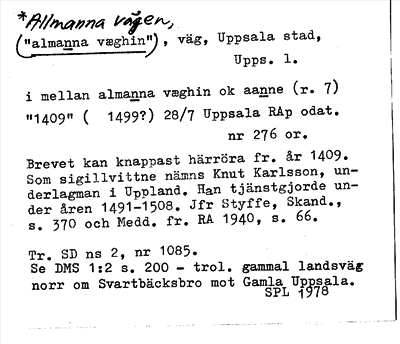 Bild på arkivkortet för arkivposten *Allmanna vägen, (»almanna væghin»)