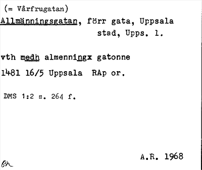 Bild på arkivkortet för arkivposten Allmänningsgatan (=Vårfrugatan)