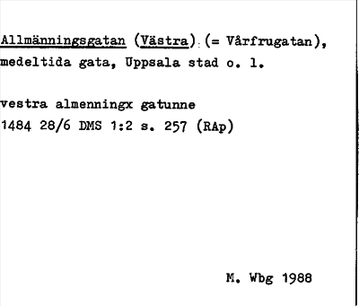 Bild på arkivkortet för arkivposten Allmänningsgatan,(Västra) (=Vårfrugatan)