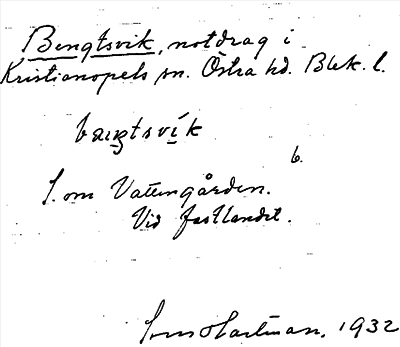 Bild på arkivkortet för arkivposten Bengtsvik
