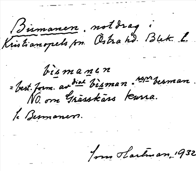 Bild på arkivkortet för arkivposten Bismanen
