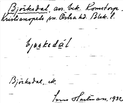 Bild på arkivkortet för arkivposten Björkedal