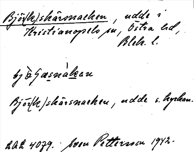 Bild på arkivkortet för arkivposten Björ(k)skärsnacken