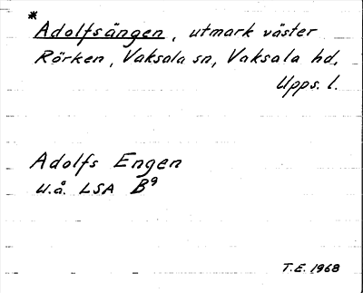 Bild på arkivkortet för arkivposten *Adolfsängen