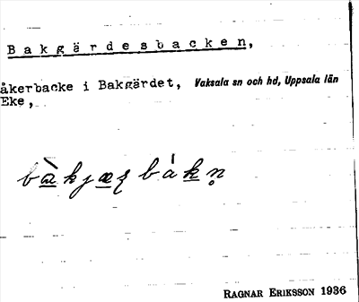 Bild på arkivkortet för arkivposten Bakgärdesbacken