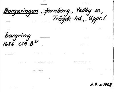 Bild på arkivkortet för arkivposten Borgaringen