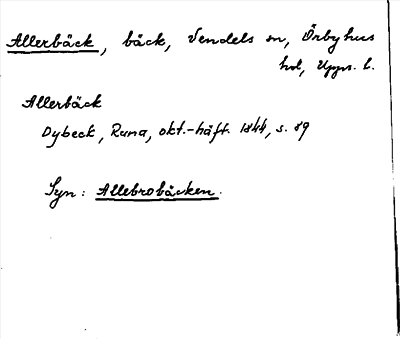 Bild på arkivkortet för arkivposten Allerbäck