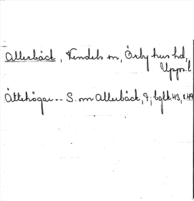 Bild på arkivkortet för arkivposten Allerbäck