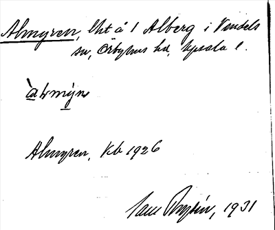 Bild på arkivkortet för arkivposten Almyren
